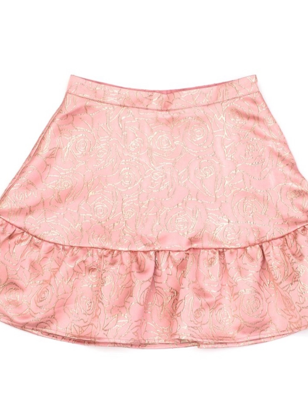 Disney - Princess Belle Pink Metallic Rose Ruffle Skater Skirt NWOT SZ 5/6 girls